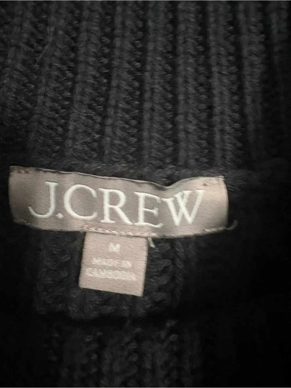 J. Crew Black Chunky Cotton Ribbed Mock Neck Sweater Size M